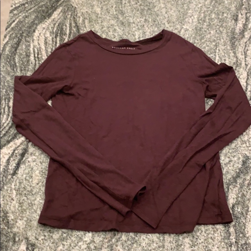 Burgundy top. Great for layering.